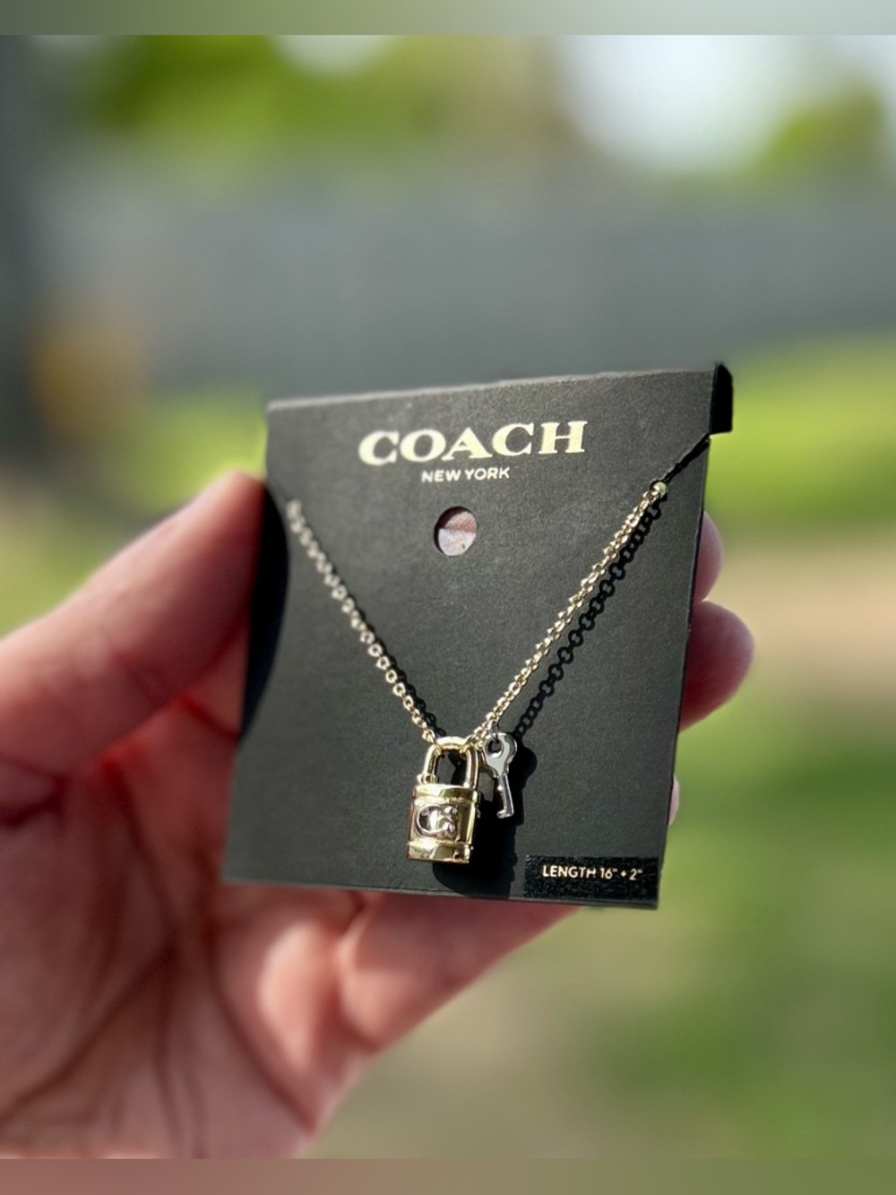 Coach Gold Lock and Key Necklace NWT - Picture 2 of 7